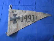 WW I IMPERIAL GERMAN U BOAT U-21 14,900 SHIPS VICTORY FLAG