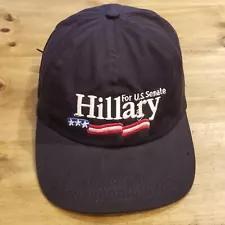 Vintage Hillary Clinton For US Senate Hat Cap Strap Back One Size Blue Politics