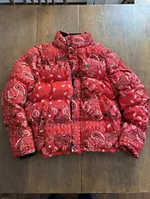 Mens Levi's Red Paisley Bandana Puffer Jacket Coat Adult Large Rare