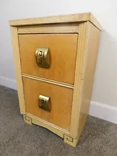 Antique 1940s Art Deco Nightstand Charming 2 Drws Geometric Brass Handles Table