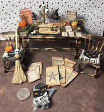 1:12 SCALE MINIATURE TABLE 2 CHAIRS WITCH HALLOWEEN/ DINNER TABLE