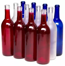 750mL PATRIOTIC RED WHITE & BLUE WINE BOTTLES 12/CASE CORK TOP