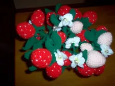 New, handcrafted strawberry plant 11" tall x 11 " wide