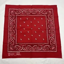 Vintage USA Bandana Paris Red Paisley Handkerchief Scarf 13960 21x21 Cotton