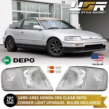 DEPO Chrome Housing Clear Lens Corner Lights + Bulbs for US Spec 90-91 Honda CRX