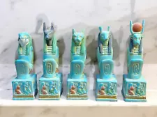 Rare Egyptian 5 Statues for God Anubis, Horus, Set, Goddess Bastet and Hathor BC