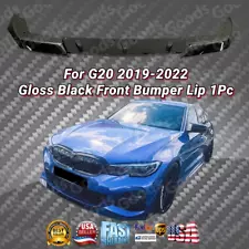 Gloss Black Front Lower Bumper Lip Spoiler Fits 2019-22 BMW 3 Series G20 M Sport