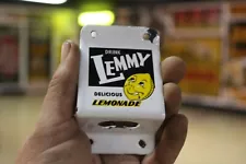 RARE 1950s DRINK LEMMY LEMONADE SODA BOTTLE OPENER STAMPED METAL PORCELAIN SIGN