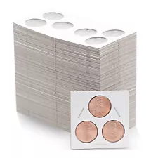 100 3-Hole Penny 2x2 Premium Cardboard Coin Holders 1 Cent Paper Flip Storage