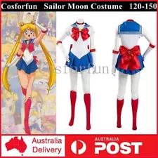 Kids Girls Sailor Moon Costume Cosplay Tsukino Usagi JK Uniform Dress Halloween