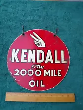 Original 1954 Kendall Motor Oil "The 2000 Mile" Double sided Gas Station Sign