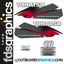 Tohatsu 50hp TLDI outboard engine decals/sticker kit - red