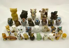 Collection of 36 Owl figurines Different Material Mixed Types Vintage Unique!