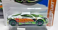 Hot Wheels white & green Ferrari 458 Challenge HW Stunt wheel error