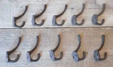 10 COAT HOOKS HAT KEYS POTS PANS DOG LEASH STORAGE ORGANIZATION RUSTIC CAST IRON