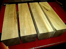 FOUR (4) CURLY MAPLE TURNING BLOCKS LUMBER LATHE WOOD BLANKS 2" X 2" X 11"