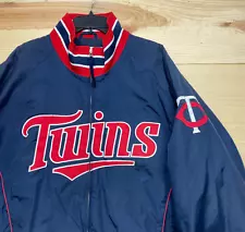 Minnesota Twins Jacket XL Blue Red MLB Baseball Full Zip Majestic Batting Cage