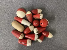 New Listing15 Old Wood & Cork Red & White Bobbers