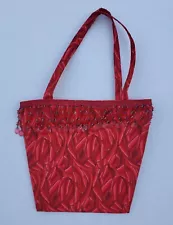 **SALE** HANDMADE RED EVENING BAG WITH PRETTY RED FULLY LINED Purse Handbag