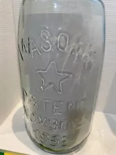 Vintage 19" 5 Gallon Mason's Patent Pending Nov. 30th, 1853 Mason Jar EXC