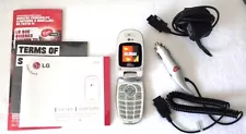 LG VIRGIN MOBILE LX140 RED ALOHA FLIP CELL PHONE HOME , CAR CHARGERS MANUAL + VG