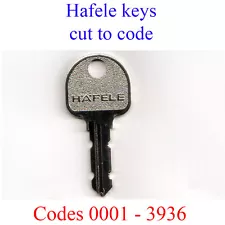 2 x Hafele Replacement Keys Cut to Code for Desks, Filing Cabinets, Lockers