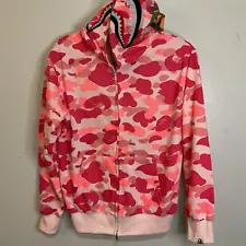 BAPE ABC Pink Camo Shark Full Zip Hoodie Size Medium A Bathing Ape