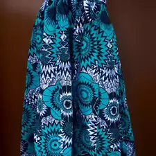 African Blue Floral Print Palazzo Pants