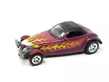 ROAD CHAMPS CAR & DRIVER PURPLE 1998 PLYMOUTH PROWLER WITH FLAMES DIECAST