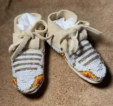 One Awesome Pair Of Beautiful Native American Lakota Sioux Beaded Baby Moccasins