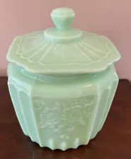 Reproduction Vintage Open Rose Style Jadeite Green Biscuit / Cookie Jar Taiwan