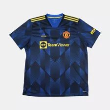 2021-22 Manchester United Adidas Third Shirt / Size XL / Mens / Blue / Polyester