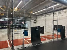 Complete Batting Cage Setup! Iron Mike MP-4 Pitching Machines x 3, Balls, Nets