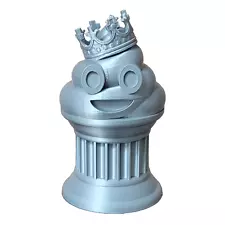 King Poop Emoji Trophy - Award/Gift - 6" Silver King Poop Emoji - Znet3D