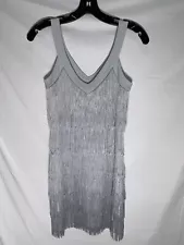 NWT White House Black Market XXS Silver Fringe/Flapper Dress Great For Holiday’s