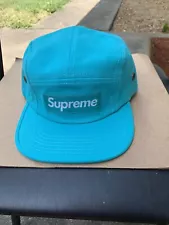 Supreme Washed Canvas Camp Cap Hat Blue Teal Cotton USA 5 Panel adjustable