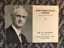 1930s Seattle First Presbyterian Church Brochure Washington State