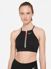 Nike Womens Dri-fit Indy Rainbow Ladder Sports Bra black Size S MSRP $40