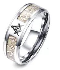 Free Mason Masonic Ring Band Silver Plated Stainless Steel Mens Jewelry