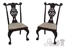 65222EC: Pair Antique Ornately Carved Mahogany Chippendale Side Chairs