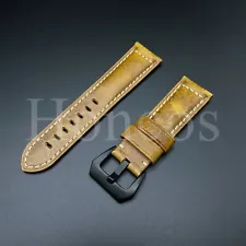 Brown Italian Leather Watch Strap For Panerai Luminor Marina PAM 22mm 24mm