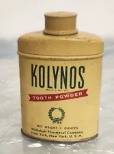 1940s Full KOLYNOS Toothpaste TOOTH POWDER TIN Vintage Advertising Dental Drug