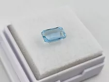 $500! 1.00 Carat LIGHT OCEAN BLUE Emerald Cut NATURAL AQUAMARINE Gemstone 8.2mm