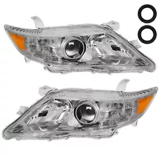 Headlights For 2010 2011 Toyota Camry Sedan 4-Door Chrome Housing Headlamp LH+RH