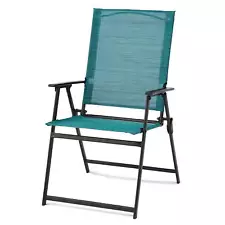 Steel and Sling Folding Outdoor Patio Armchair - Set of 2 , Multicolor