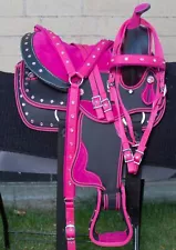 Western Horse Pony Saddle-Barrel Trail Youth-Kids 10 12 13 With Tack Set Used