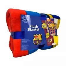 FC Barcelona Twin Sized Plush Throw Blanket 62" X 90" "Licensed"