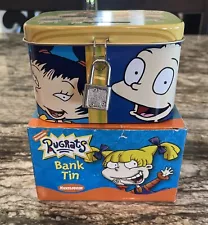 Vintage Rugrats Nickelodeon Bank Tin with Keys & Lock Piggy Bank Toys New in Box