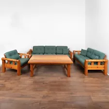 Pine Set (4), Vintage Sofa, Loveseat, Chair & Coffee Table, Sweden circa 1960-70