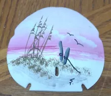 Vintage Hand Painted Sand Dollar Beach Scene Signed 4.5" Wide